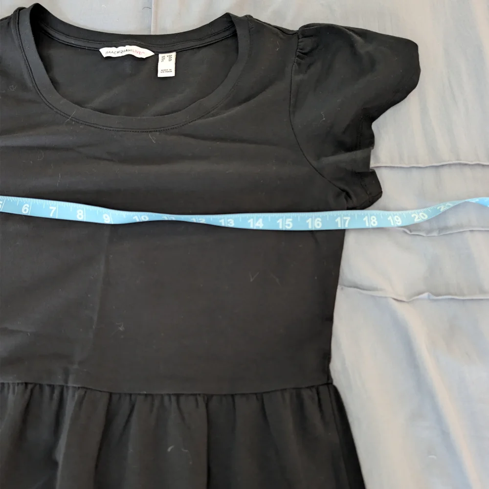 NWOT Isaac Mizrahi Short Sleeve Cotton Modal Tiered Midi Dress Black XS Petite - Picture 7 of 8